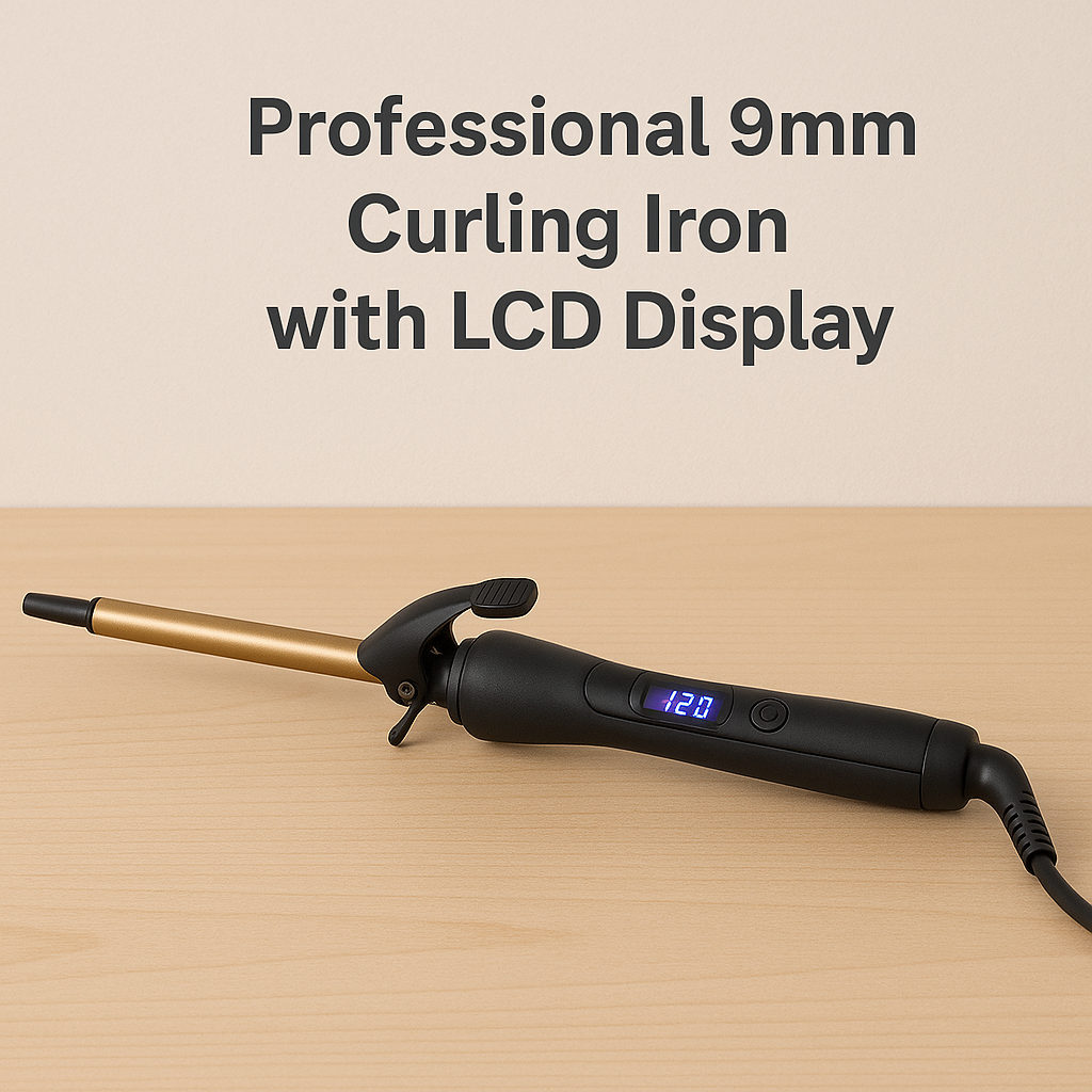 Professional 9mm Curling Iron with LCD Display